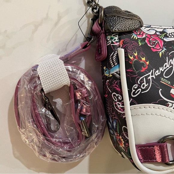 NEW! Authentic Ed Hardy Skull & Roses Convertible Crossbody & Shoulder Bag - Picture 11 of 12
